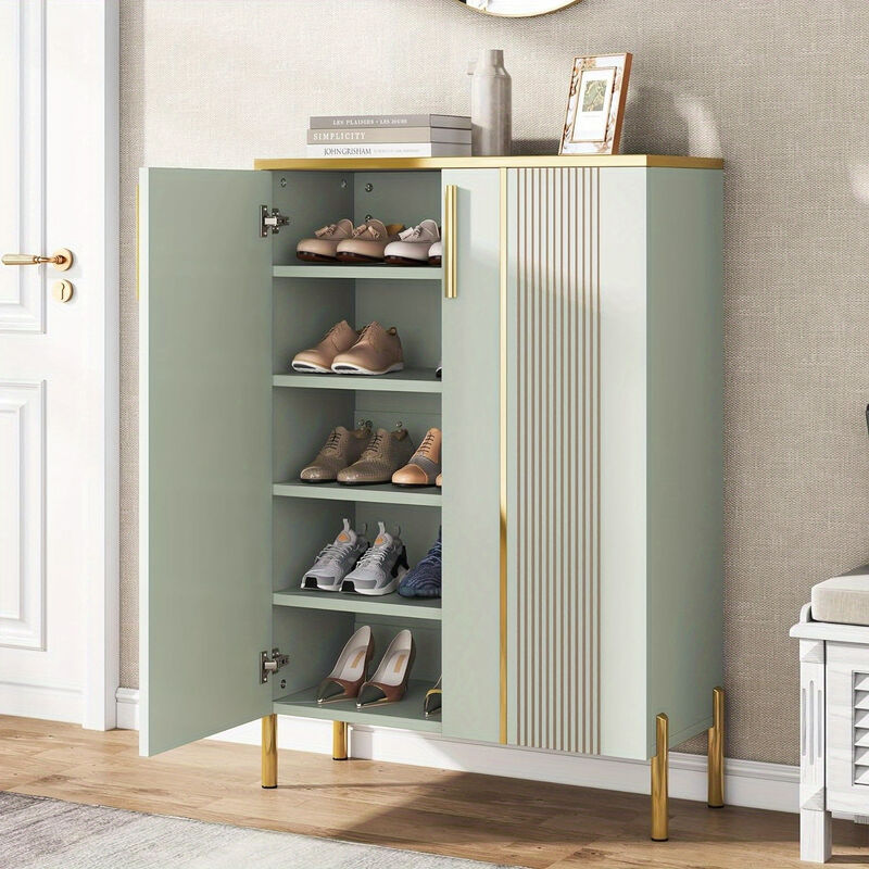 Shoe Cabinet with Doors, 5-Tier Shoe Storage Cabinet with Adjustable Shelves, Wooden Shoes Rack Shoe Storage Organizer for Entryway, Hallway, Closet, Living Room, Deck Boxes
