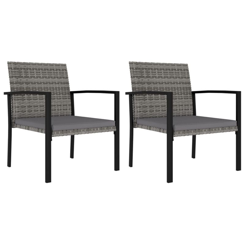 vidaXL Garden Dining Chairs 2 pcs Poly Rattan Gray