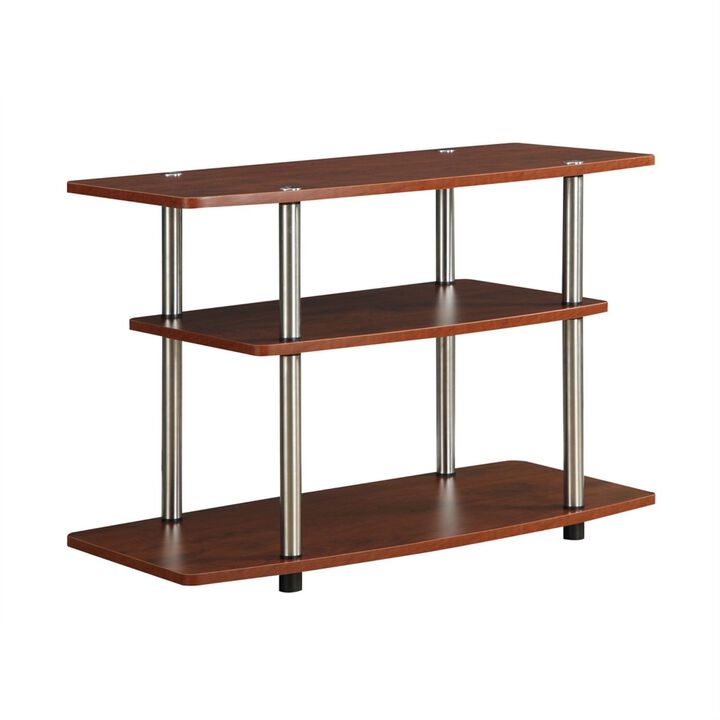 Hivvago Modern Wood and Metal TV Stand in Cherry Brown Finish
