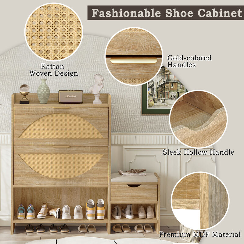 Merax Modern Storage Cabinet Shoe Organizer With 2 Flip Drawers