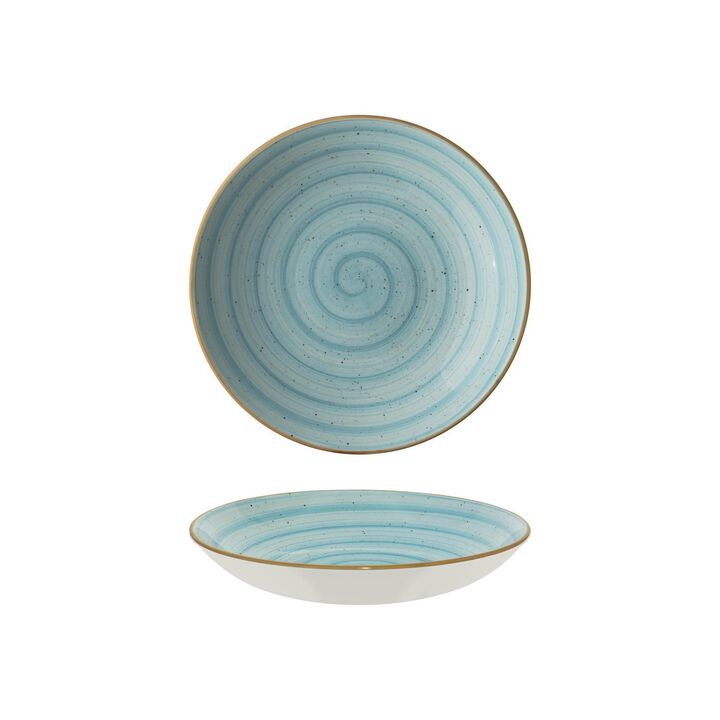 Aqua dia.10" h:2" 44 oz. Round Blue Porcelain Bowl (Set of 2)