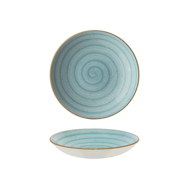 Aqua dia.10" h:2" 44 oz. Round Blue Porcelain Bowl (Set of 2)