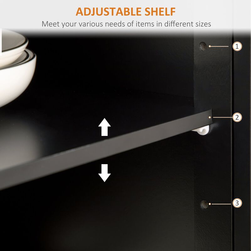 Black Kitchen Buffet: Modern Sideboard with Rubberwood Top