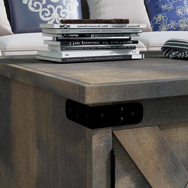 Bridgevine Home 48 in. No Assembly Required Barnwood Finish Solid Wood Coffee Table