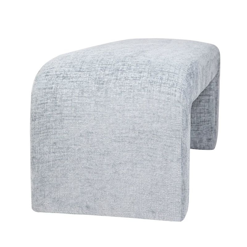 Jofran Sophia Modern Luxury Curved Upholstered Waterfall Jacquard Bench - Large