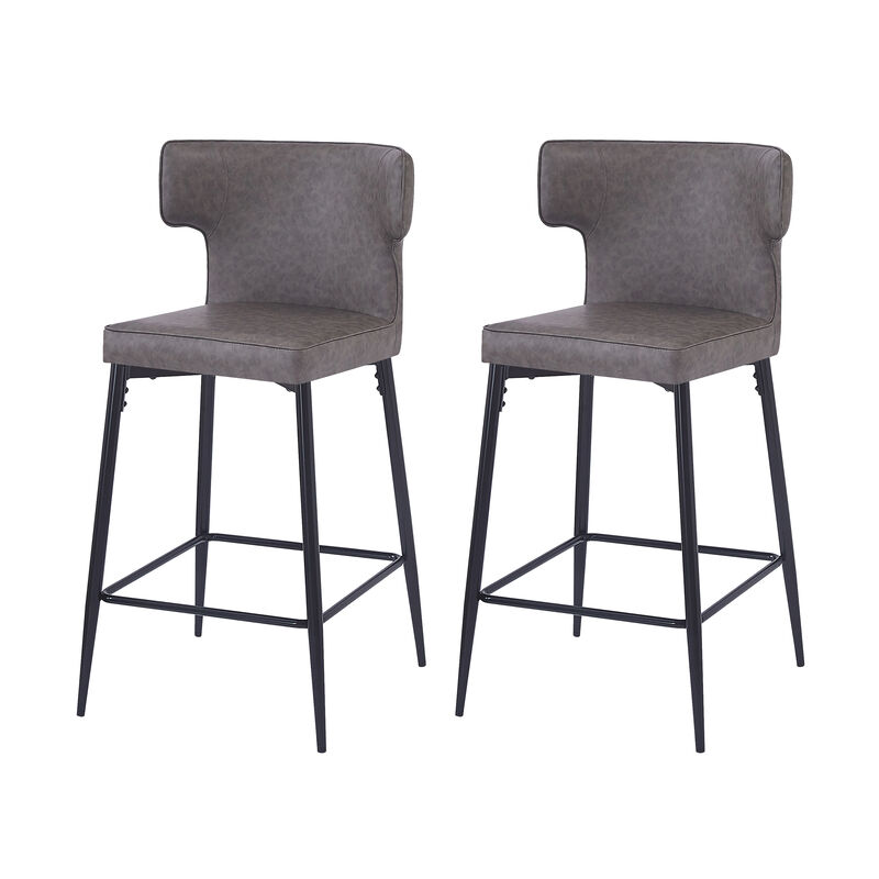 Merax Modern PU Leather Upholstered Bar Stools 2 Pieces