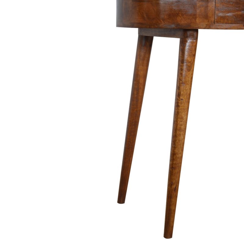 Solid Wood Chestnut Rounded Small 1 Drawer Console Table