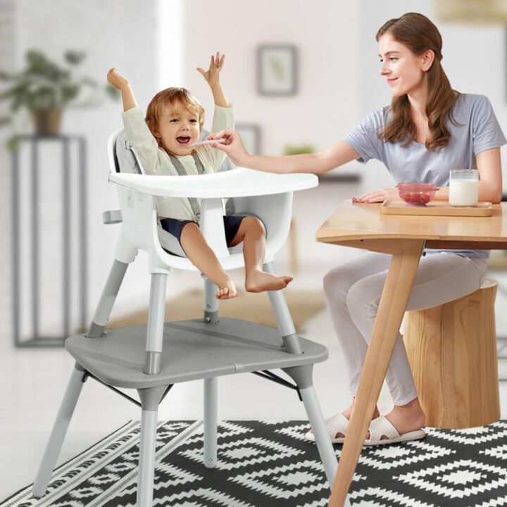 Hivvago 4-in-1 Baby Convertible Toddler Table Chair Set with PU Cushion