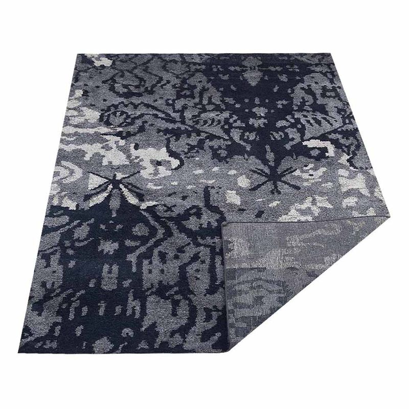 Rugsotic Carpets Hand Knotted Silk 5'x8' Area Rug Abstract Gray White NS3301