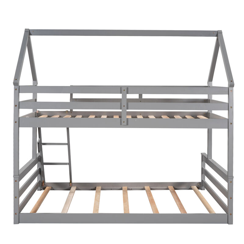 Merax House Bunk Bed with Built-in Ladder