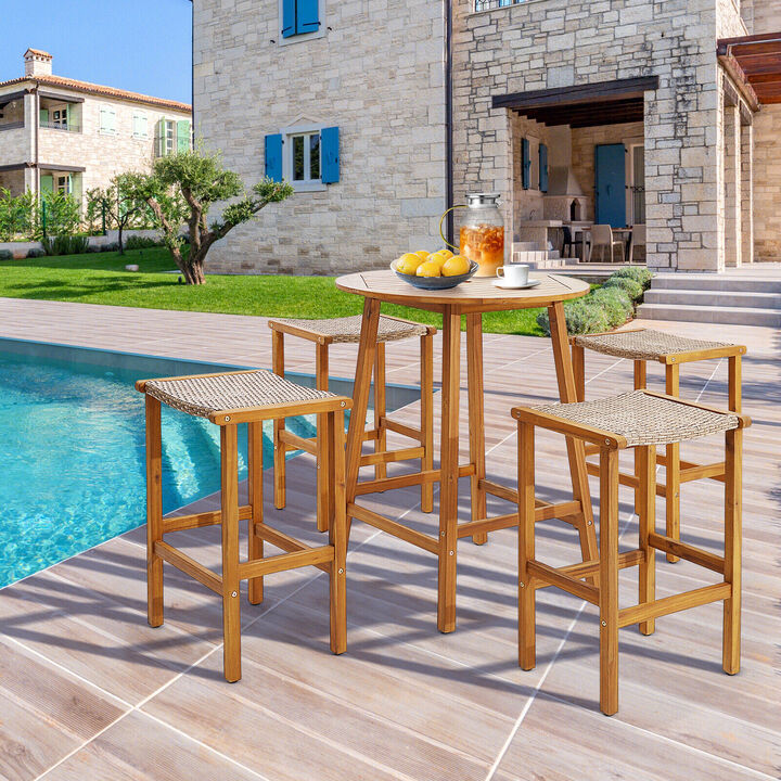 Patio Wood Bar Stools Set of 4