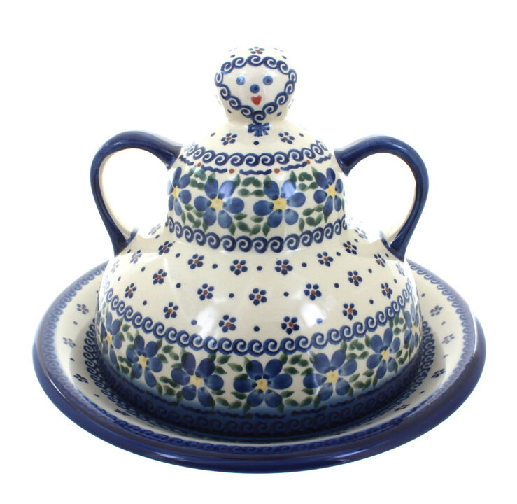 Blue Rose Polish Pottery Butterfly Cheese Lady