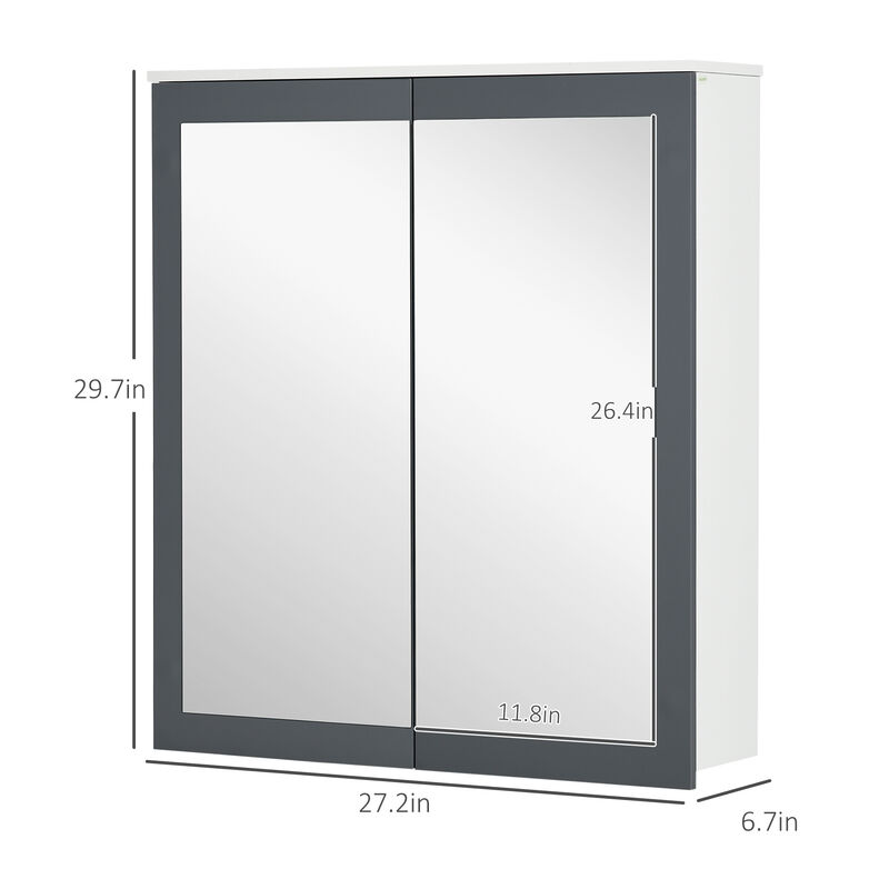 Wall Mounted Bathroom Wall Cabinet with Mirror Double Doors