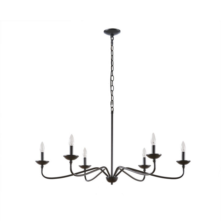 Gracie Mills Jadiel 6-Light Farmhouse Dimmable Metal Chandelier