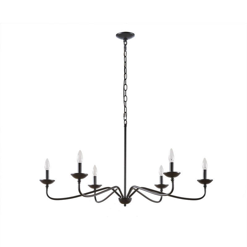 Gracie Mills Jadiel 6-Light Farmhouse Dimmable Metal Chandelier