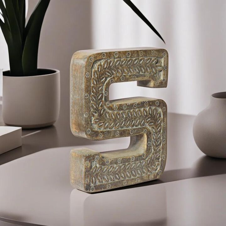 Vintage Gray Handmade Eco-Friendly "S" Alphabet Letter Block For Wall Mount & Table Top D�cor