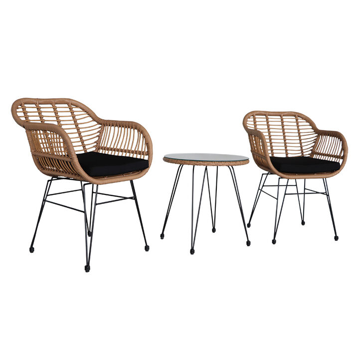 3-Piece Patio Conversation Set – Outdoor Sofa & Chairs with Cushions for Garden & Deck