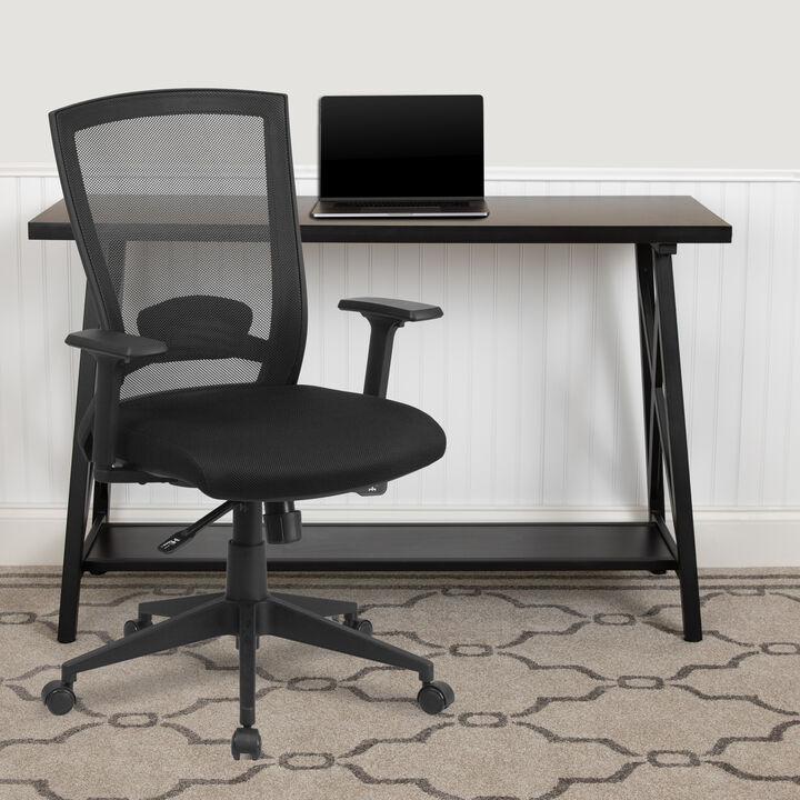 Cleo Mid-Back Black Mesh Executive Swivel Ergonomic Office Chair with Back Angle Adjustment and Adjustable Arms