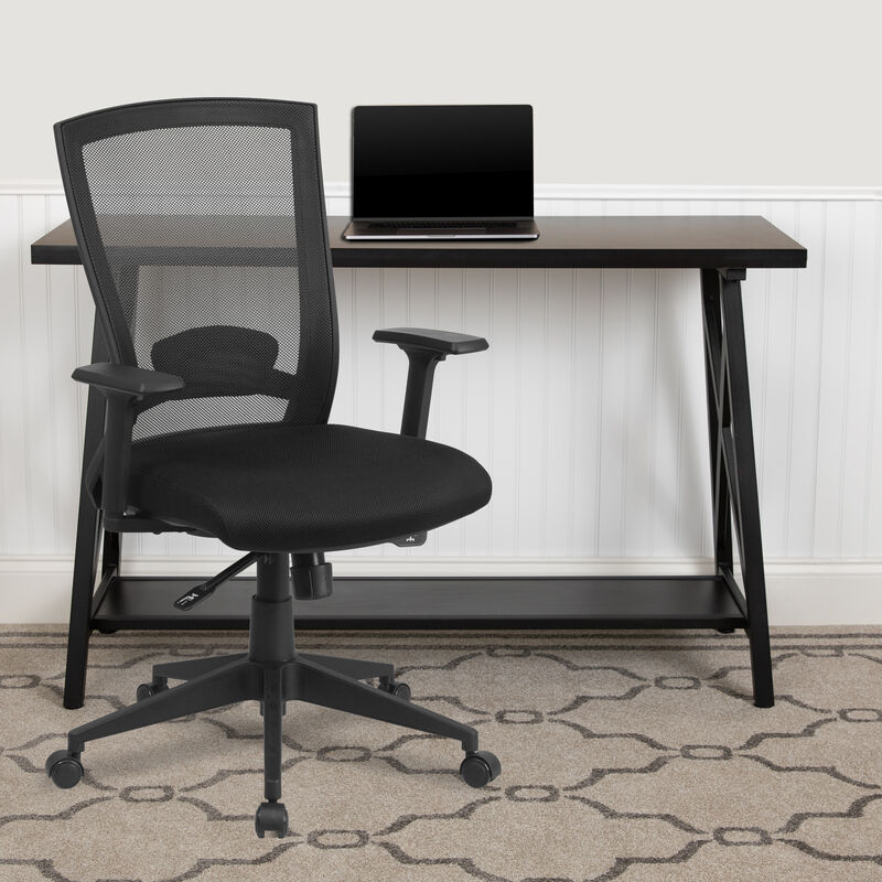 Cleo Mid-Back Black Mesh Executive Swivel Ergonomic Office Chair with Back Angle Adjustment and Adjustable Arms