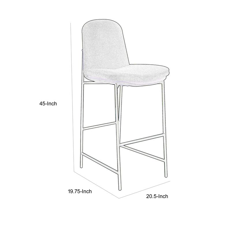 Revee Barstool Chair, Black Iron Frame, Water-Resistant Beige Polyester - Benzara