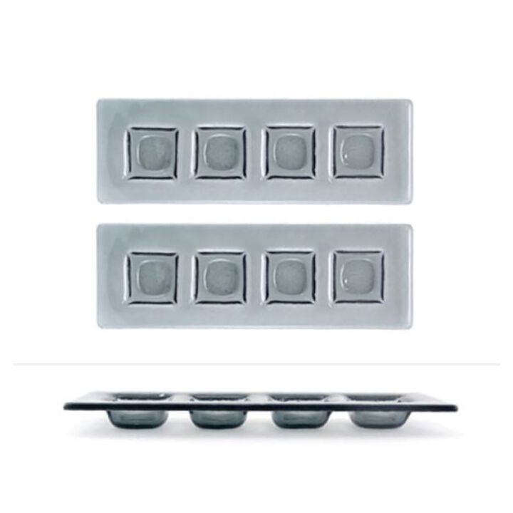 Glass Dinnerware 11.75" x 4" Rectangular Charcoal Glass Sectional Plate (Set of 2)