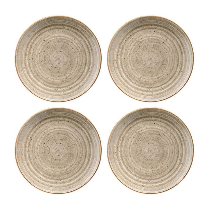 Terrain dia.10" Round Brown Porcelain Plate (Set of 4)