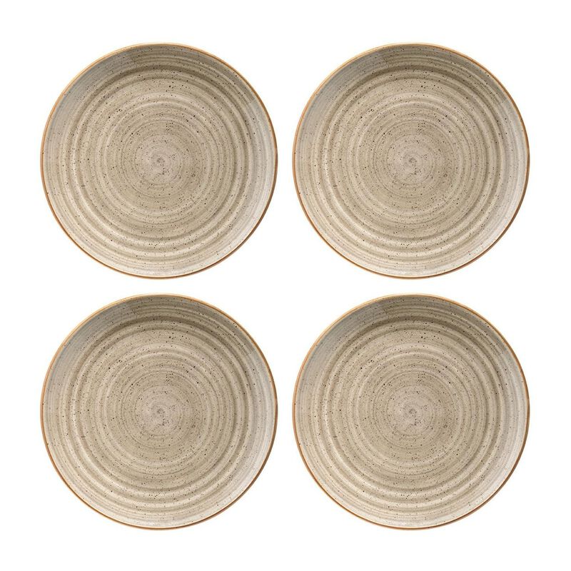 Terrain dia.10" Round Brown Porcelain Plate (Set of 4)