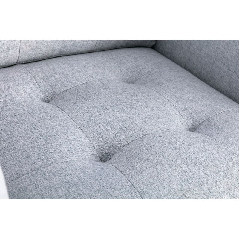Caden 54 Inch Modern Loveseat with Side Pocket and 2 Pillows, Light Gray-Benzara
