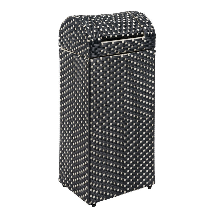 Darla All-Weather Wicker/Metal Swing Top Hideaway Outdoor Trash Can