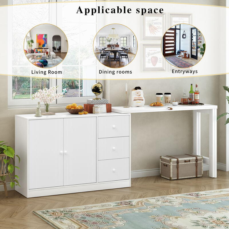 Merax Sideboard Cabinet with Adjustable Pull-Out Top