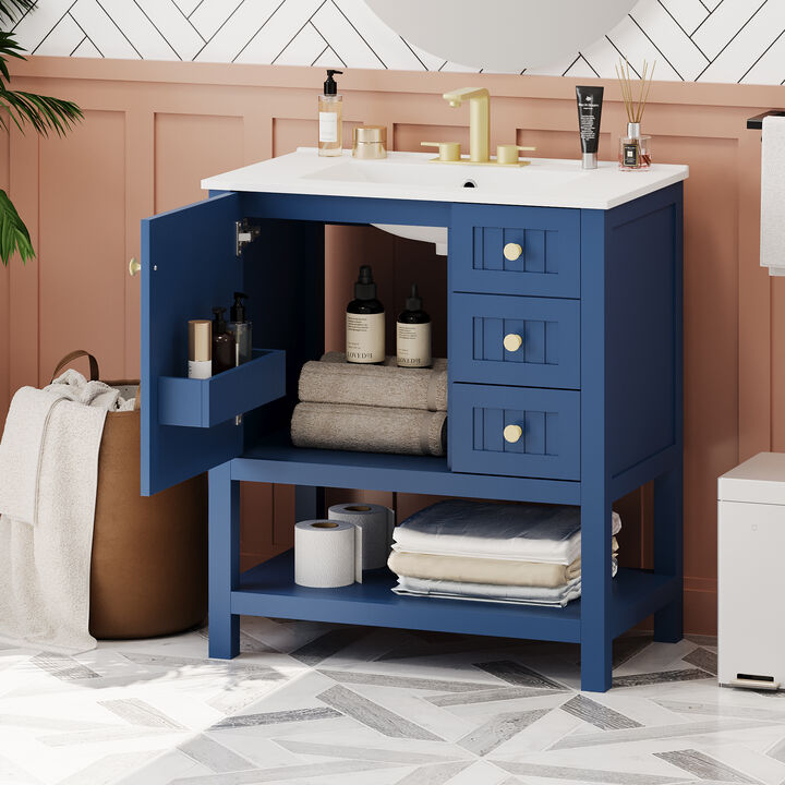 Merax Bathroom Vanity Cabinet Combo with Ceramic Sink