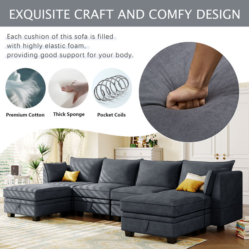 Modern Large U-Shape Modular Sectional Sofa