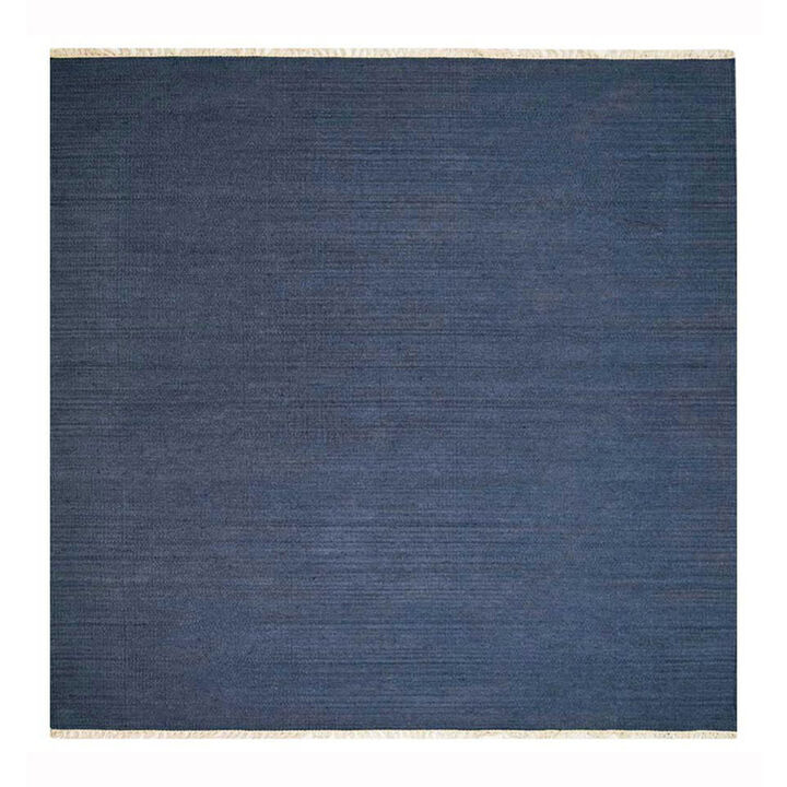 RUGSOTIC CARPETS HAND WOVEN FLAT WEAVE KILIM WOOL ECO-FRIENDLY AREA RUGS  - 6'x6', Square Shape, Blue Color, Solid Plain Design, Low Pile  Handmade Area Rugs for Living Room, Bed Room (D00111)