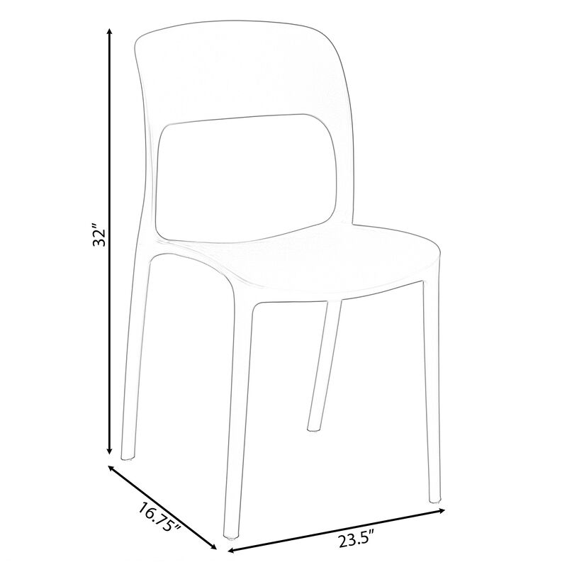 Modern Plastic Outdoor Dining Chair with Open Curved Back, Yellow Set of 2