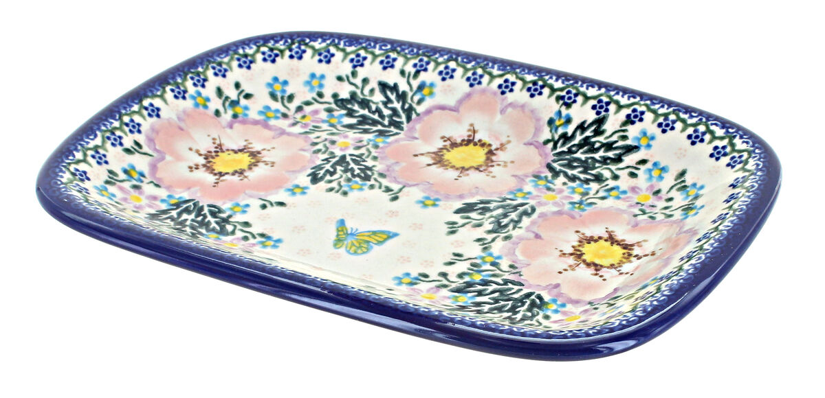 Blue Rose Polish Pottery Atlantis Small Rectangular Serving Platter