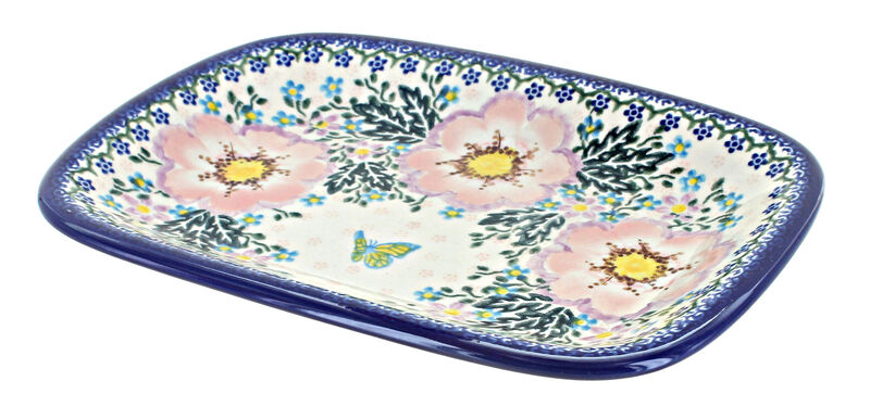 Blue Rose Polish Pottery Atlantis Small Rectangular Serving Platter