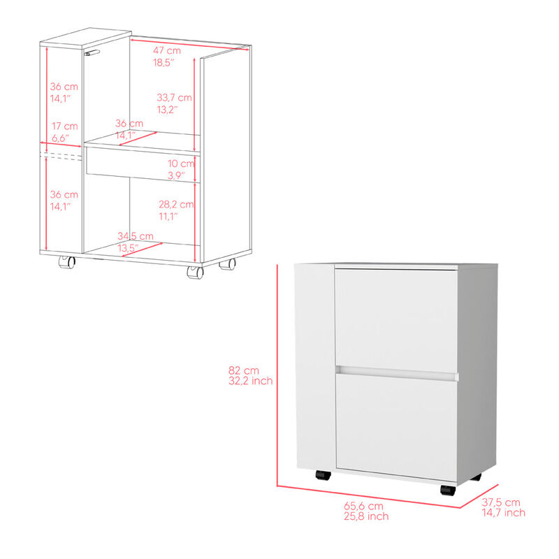 Bar Cart Belleville, Living Room, White