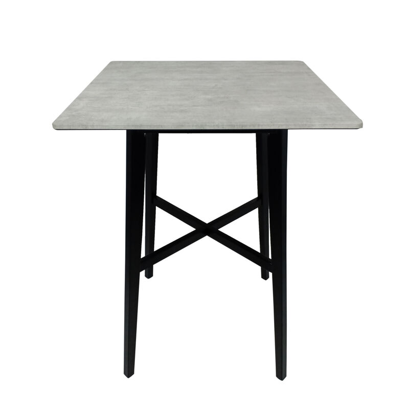 Ashi Bar Height Dining Table, 31 Inch, White Laminate, Black Wood Frame - Benzara