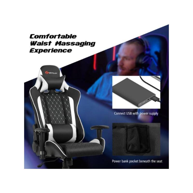 Hivvago Massage Gaming Chair with Lumbar Support and Headrest