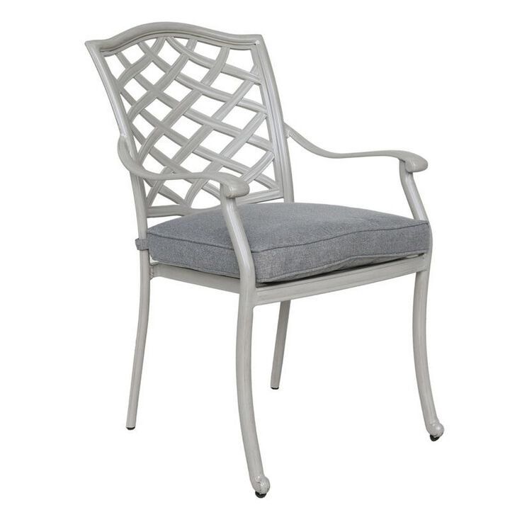 Wynn Outdoor Dining Armchair Set of 2, Aluminum, Heritage Gray Finish
