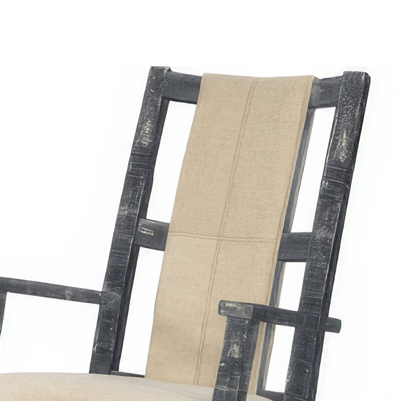 Rena Rocking Chair, Cushion Seat and Back, Black Mahogany Mindy Wood - Benzara