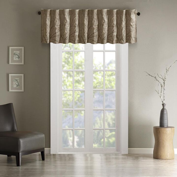 Belen Kox Tan Branch Embroidered Window Valance, Belen Kox