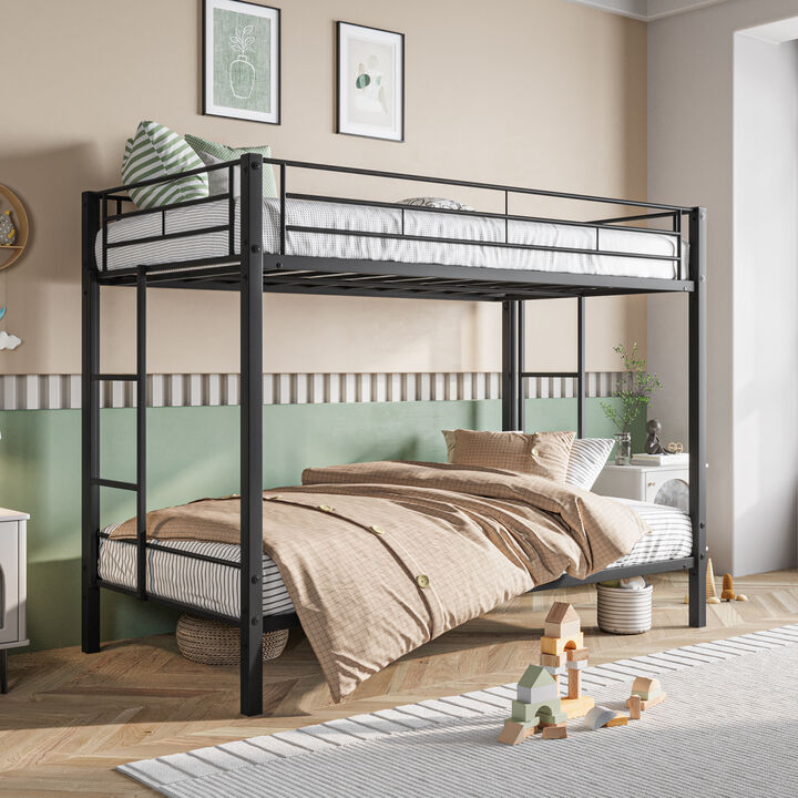 Hivvago Heavy Duty Easy Assembly Twin Sized Full Metal Bunk Bedframe with Ladder