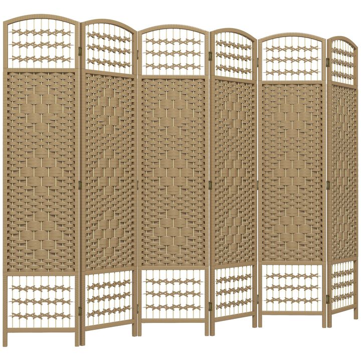 Natural Large Screen: 6-Panel Folding Wave Room Divider
