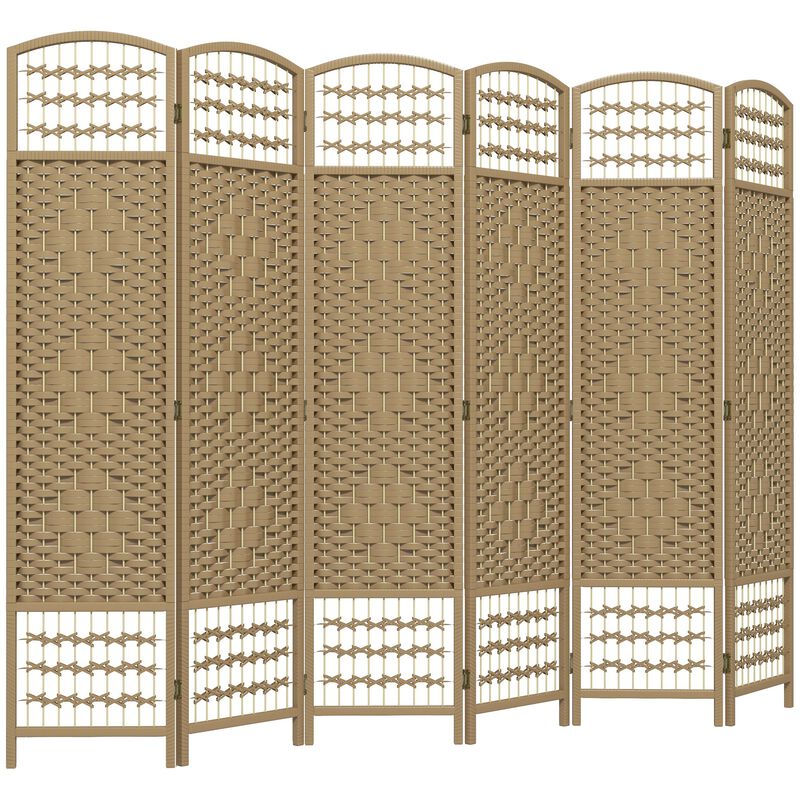 Natural Large Screen: 6-Panel Folding Wave Room Divider