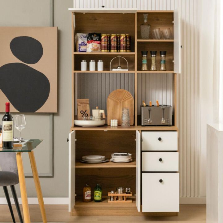Hivvago 71 Inch Kitchen Pantry with 3 Storage Cabinet and 3 Deep Drawers