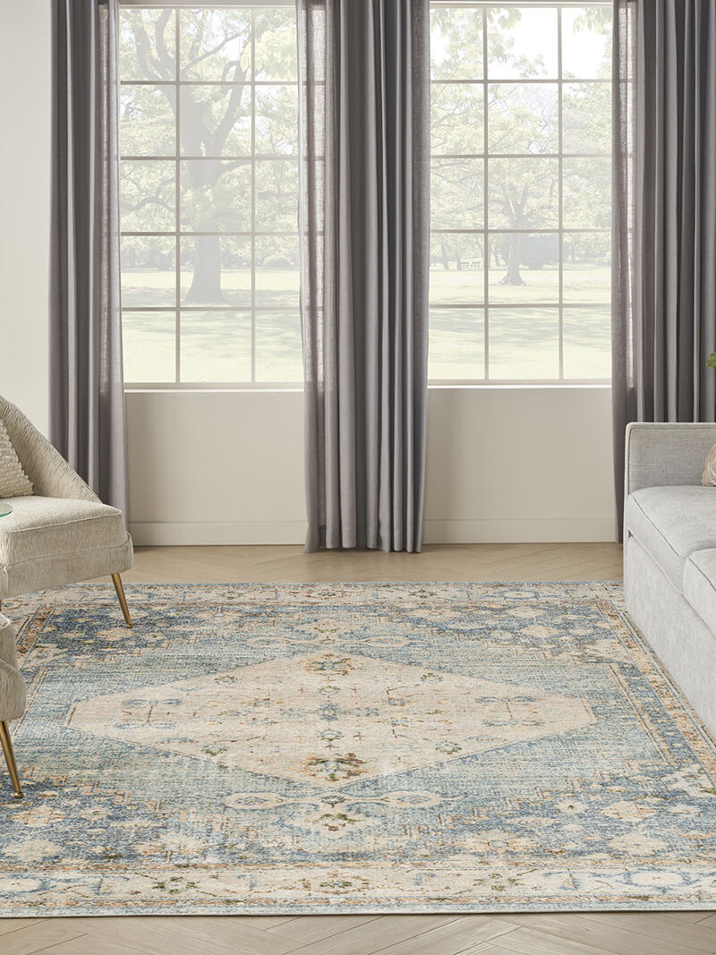 Astra Machine Washable ASW11 Silver/Blue 9' x 12' Rug
