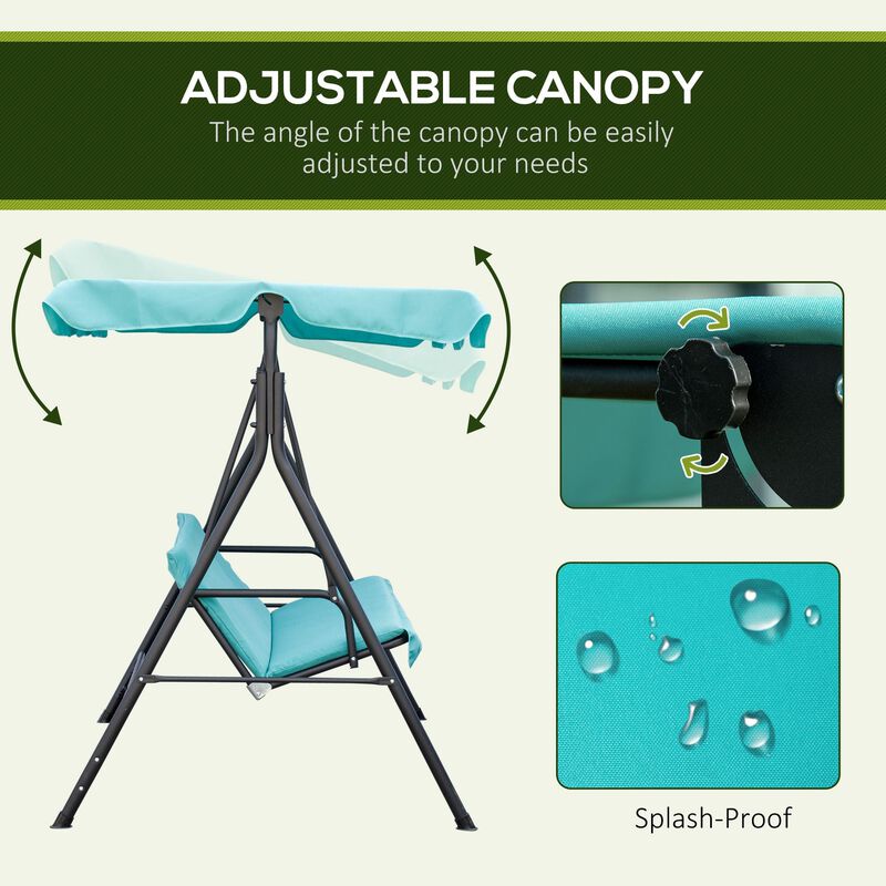 Green Patio Relaxation: 3-Person Porch Swing Chair with Canopy