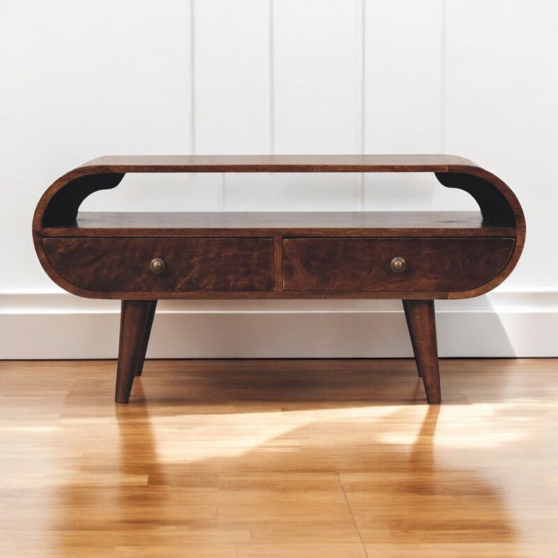 Artisan Furniture Solid Wood California Walnut Circular TV Stand