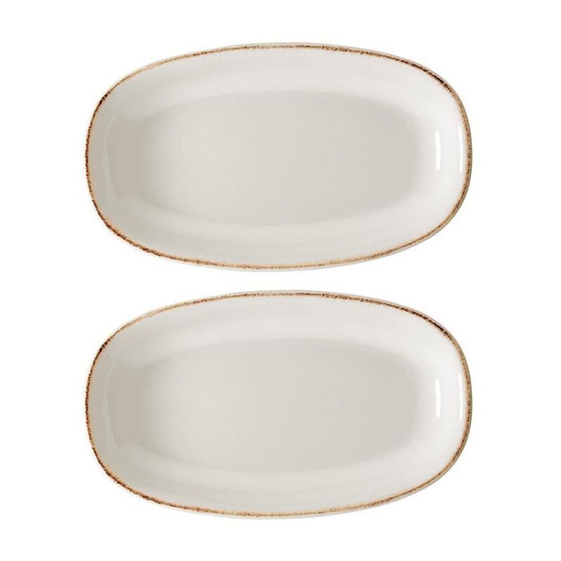 Retro 7.5" x 4.25" x h:1" Oval Decorated Porcelain Platter (Set of 2)